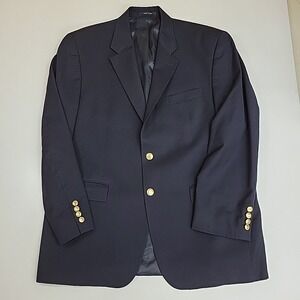 Ralph Lauren Blazer Suit  Jacket Lined Sz 42 R Gold Buttons 100% Wool Preppy